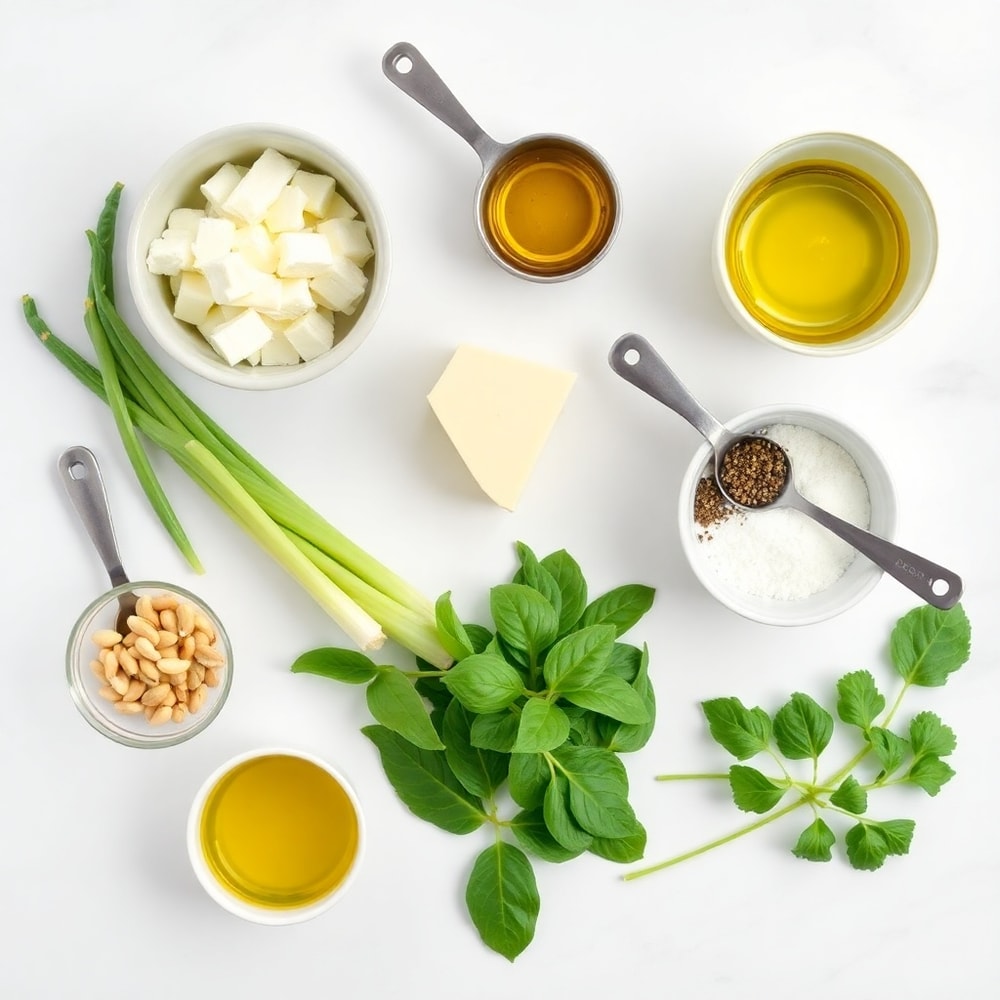 Raw ingredients for Garlic Scape Pesto