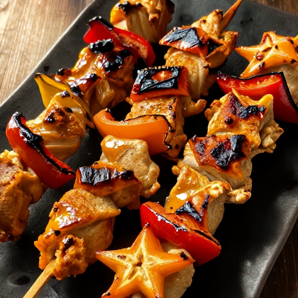 grilled honey BBQ chicken skewers
