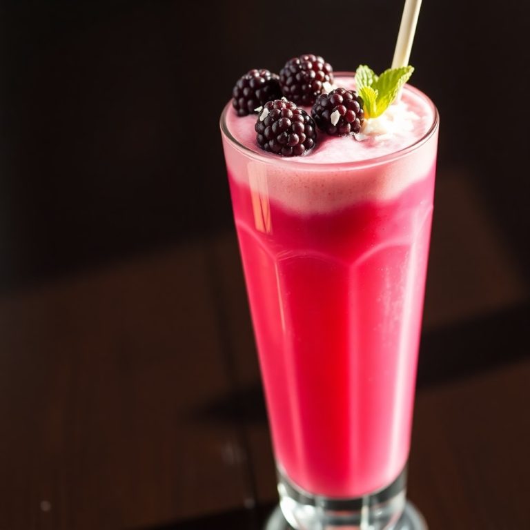 homemade blackberry coconut pink drink