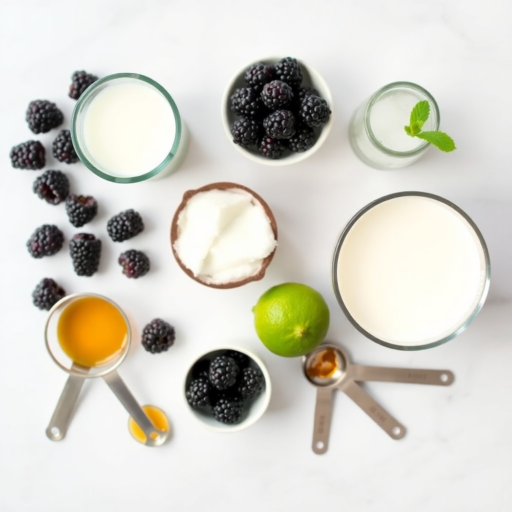 Ingredients for Homemade Blackberry Coconut Pink Drink