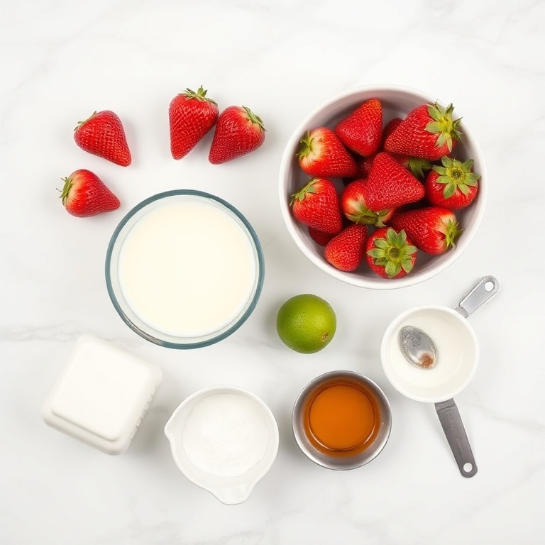 Raw ingredients for Korean strawberry milk