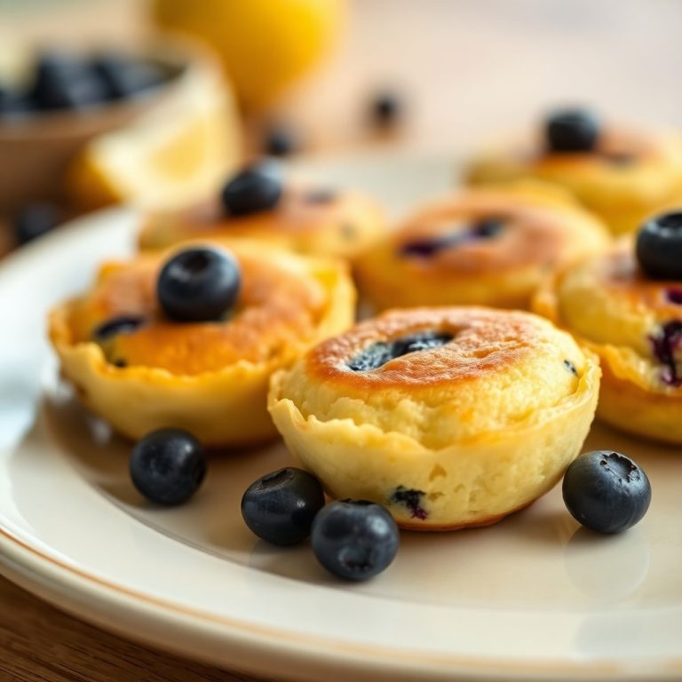 Lemon Blueberry Cottage Cheese Pancake Bites