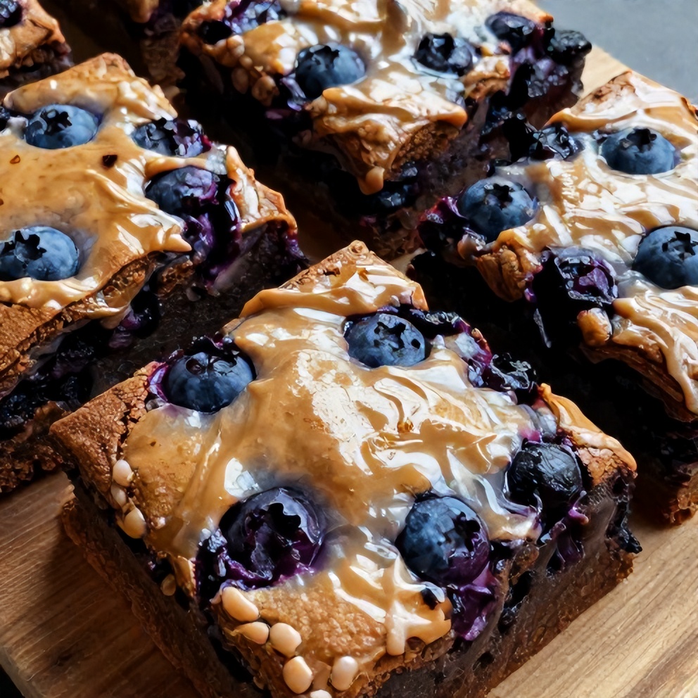 moist glazed blueberry brownies
