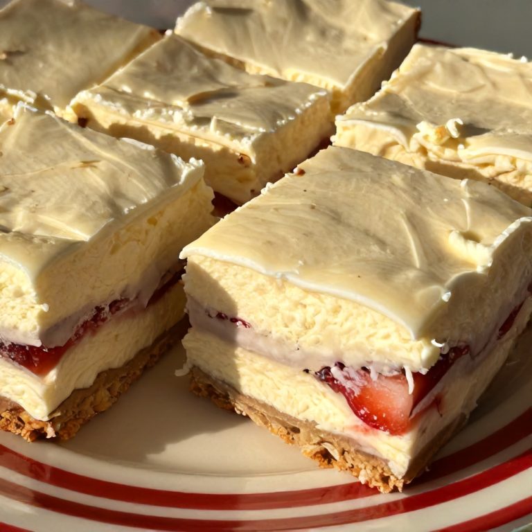 no-bake strawberry cheesecake flag bars