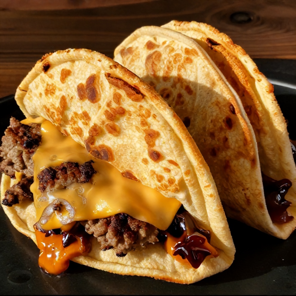 oven baked western BBQ cowboy burger tacos