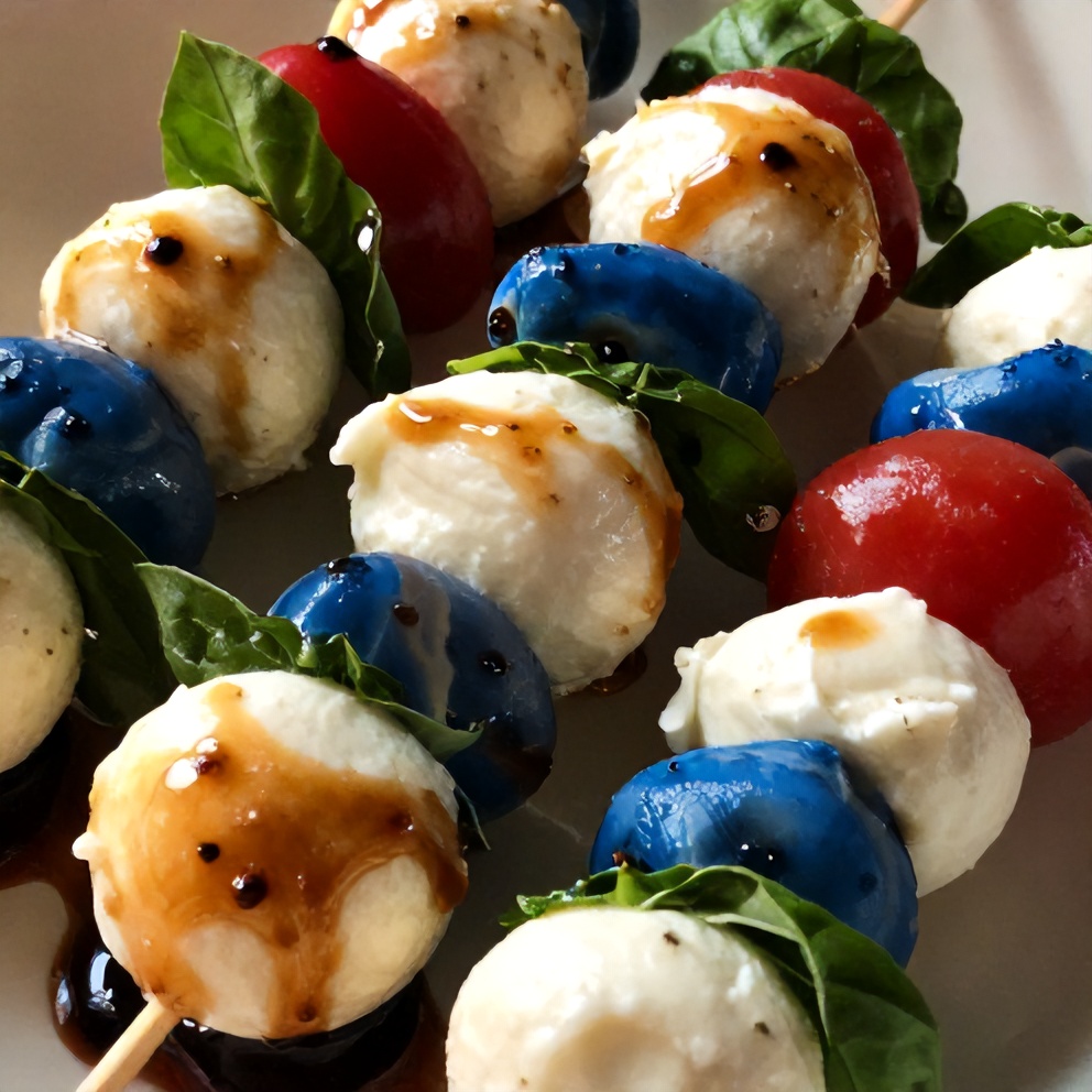 patriotic caprese skewers