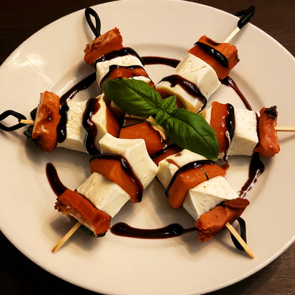 Plated Patriotic Caprese Skewers