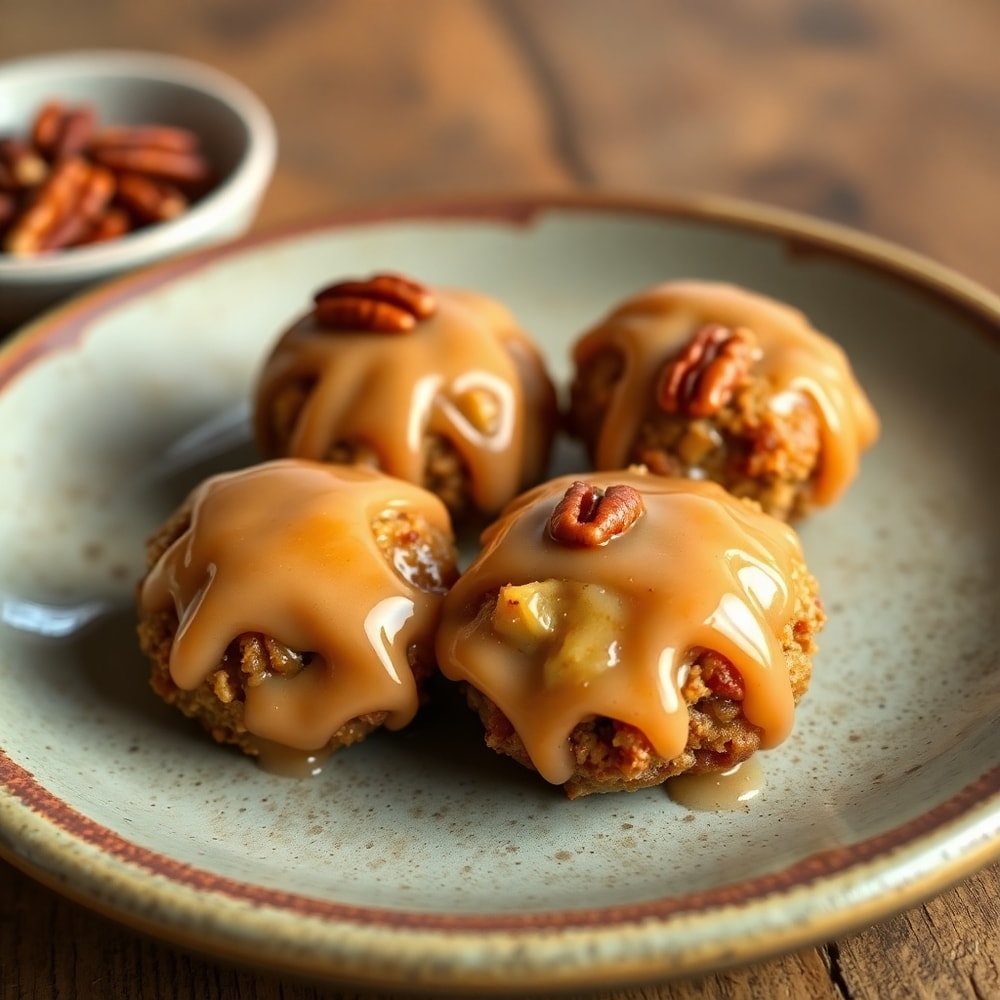 Pecan Crunch Glazed Bites plated on a rustic plate