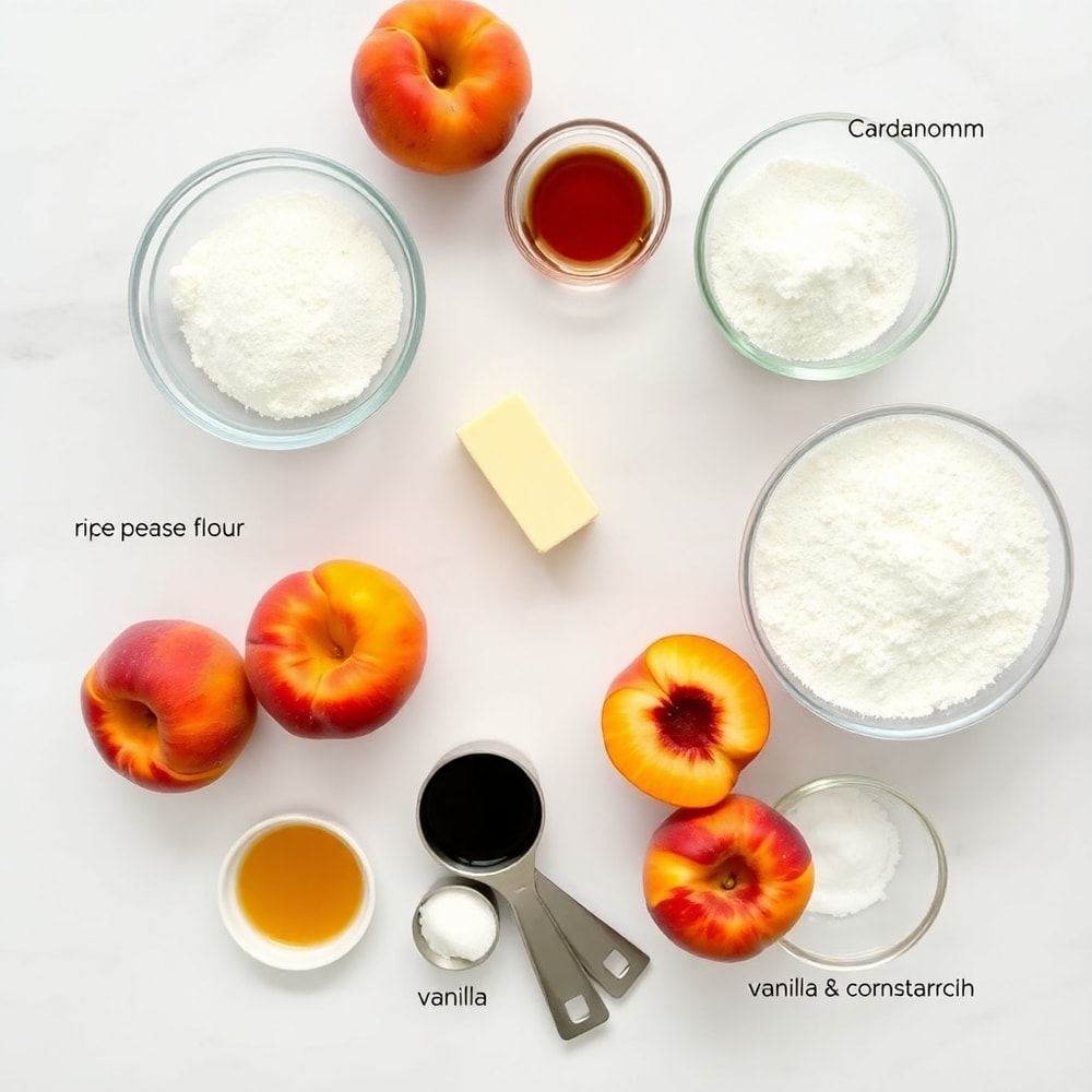 Raw ingredients for brown butter peach galette