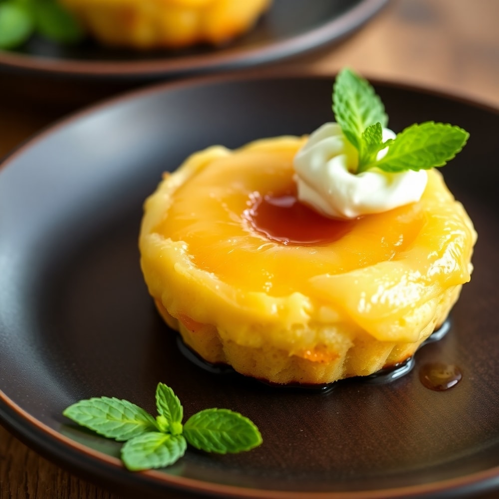 Plated Pineapple Mascarpone Upside-Down Mini Cakes
