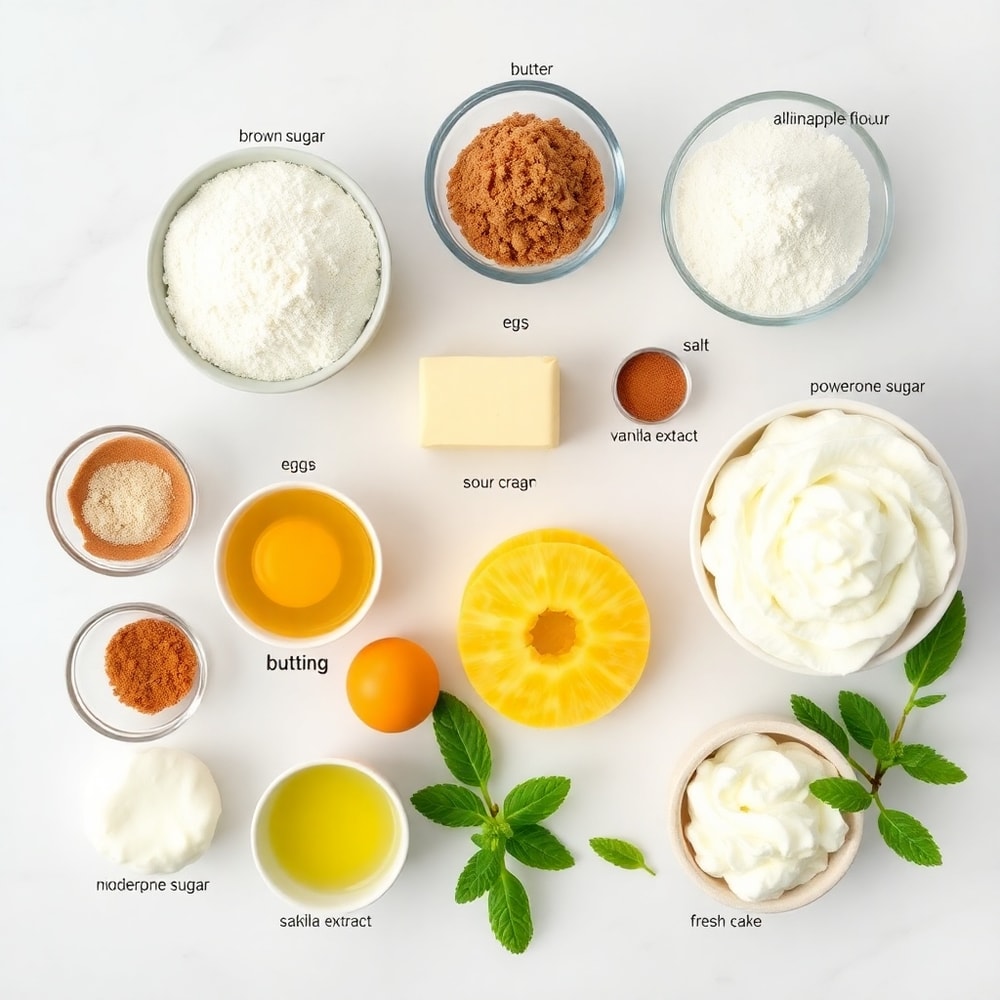 Raw ingredients for Pineapple Mascarpone Upside-Down Mini Cakes