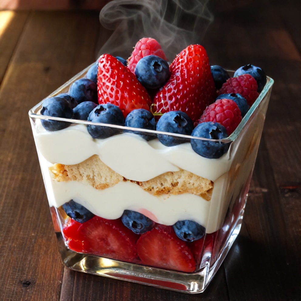 red white blue berry trifle