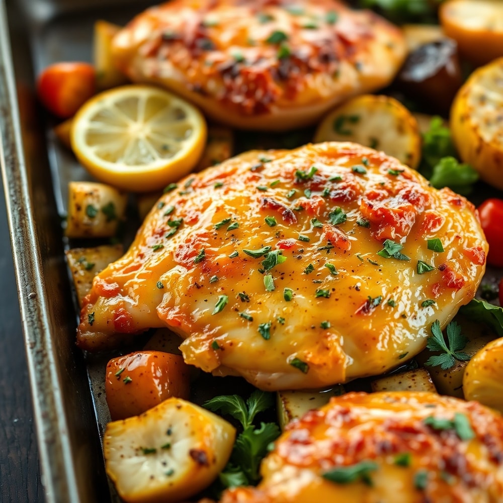sheet pan lemon herb chicken and vegetables