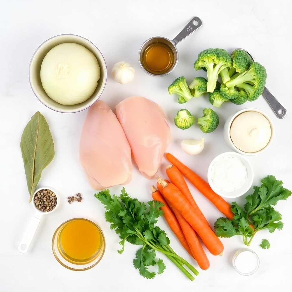 Raw Ingredients for Broccoli Cheese Chicken Soup