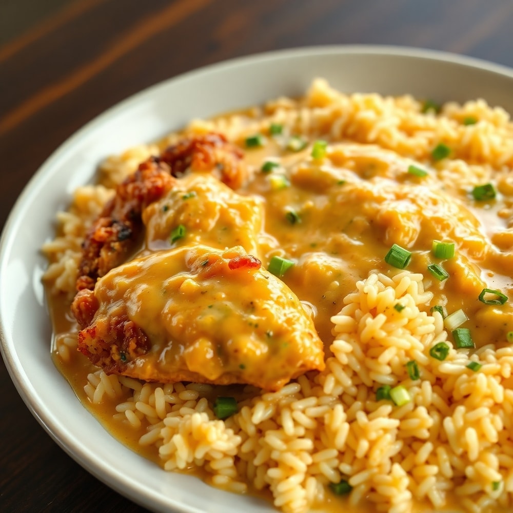 smothered chicken and rice