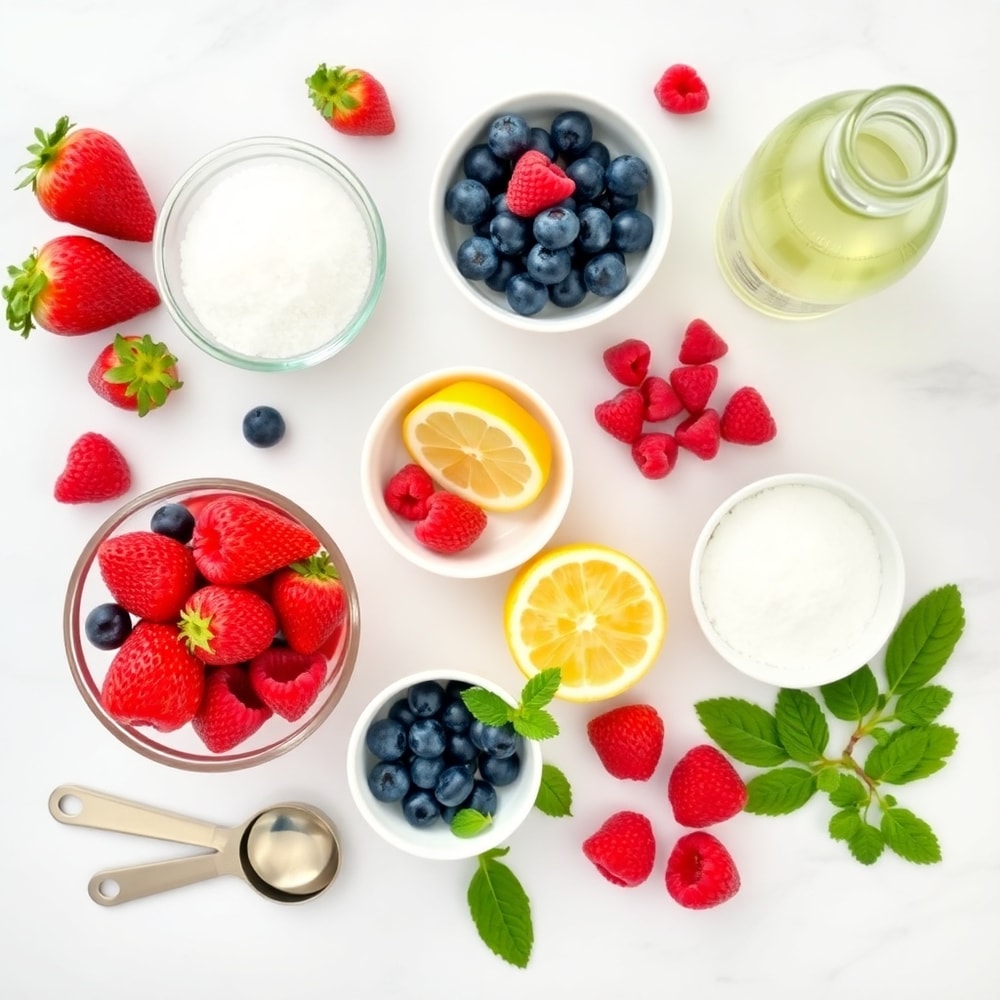 Raw ingredients for Sparkling Berry Lemonade Punch