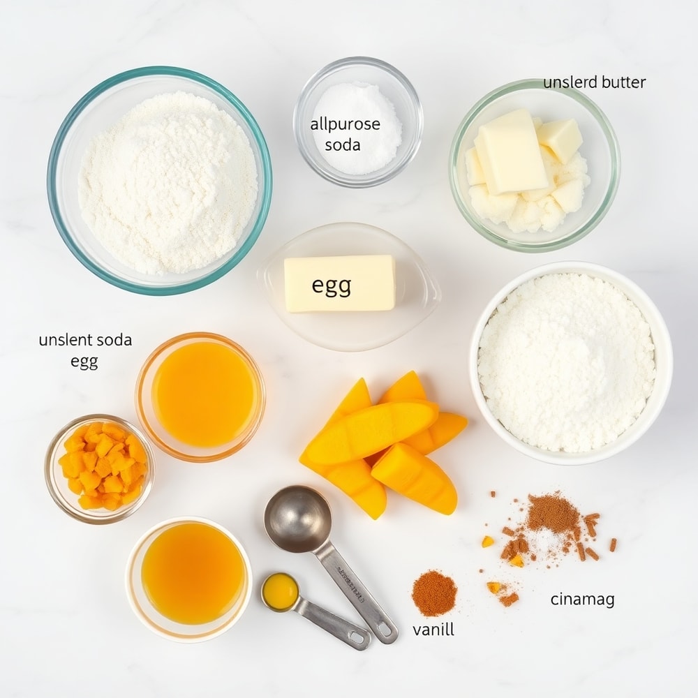 Raw ingredients for tropical mango cookies