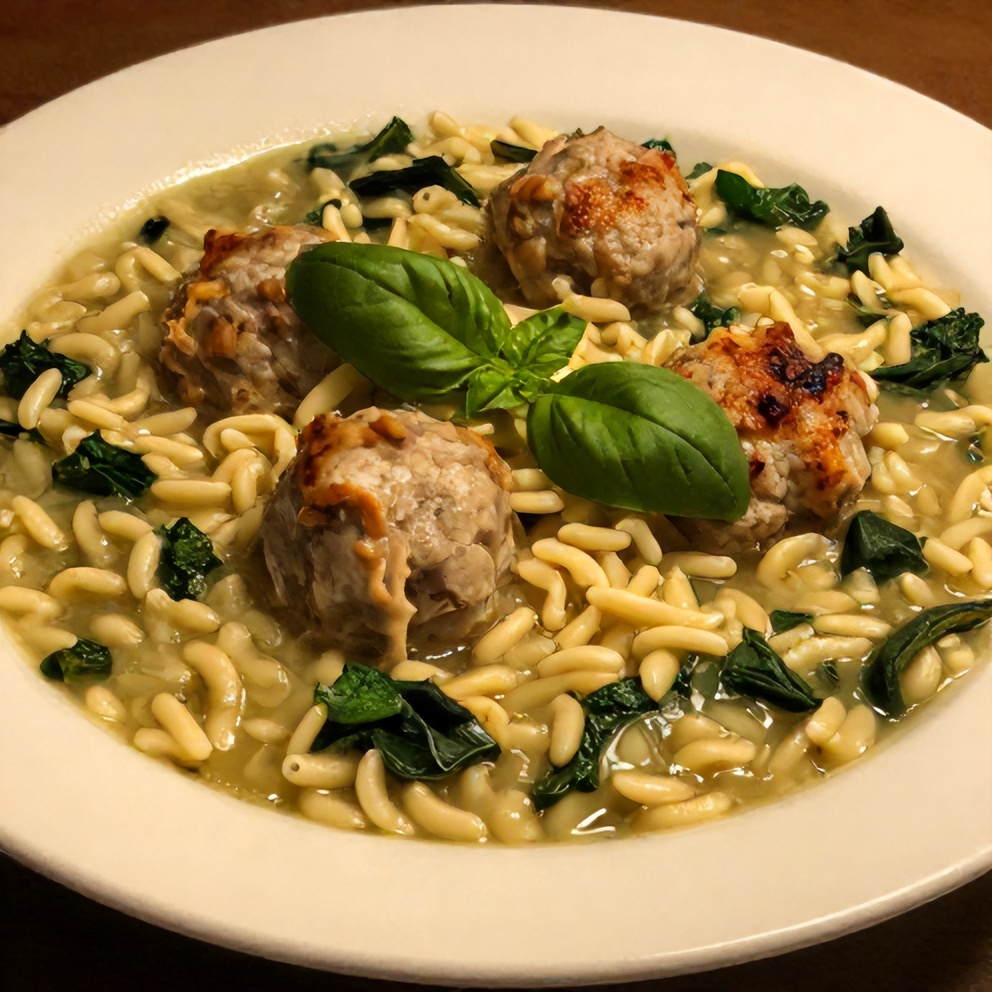 Plated Turkey Meatball Soup